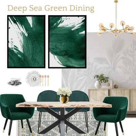 Deep Sea Green Dining Interior Design Mood Board by Olive et Oriel on Style Sourcebook