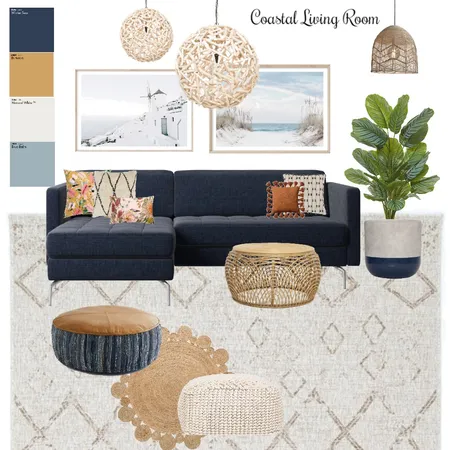 Modern Coastal Style Living Room Interior Design Mood Board by Little Gold Brush on Style Sourcebook