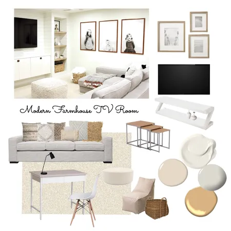 Modern Farmhouse TV Room 2 Interior Design Mood Board by minc64 on Style Sourcebook
