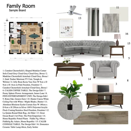 Family Room Interior Design Mood Board by Kinnco Designs on Style Sourcebook