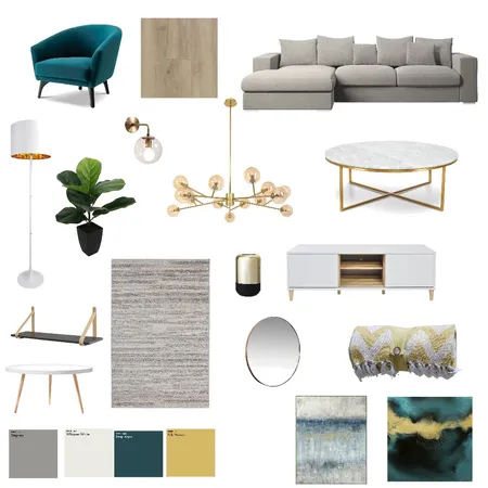 Turquoise and grey living room Interior Design Mood Board by Wanja vee on Style Sourcebook
