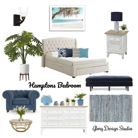Hamptons Bedroom Interior Design Mood Board by Glory Design Studio on Style Sourcebook
