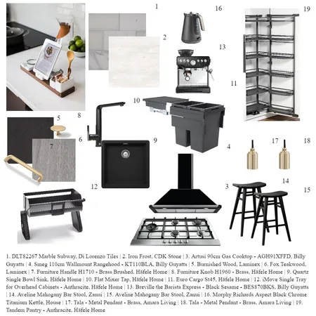 Black Kitchen with brass features Interior Design Mood Board by Häfele Home on Style Sourcebook