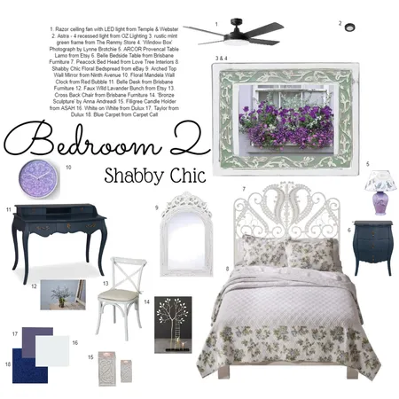 Shabby Chic Bedroom Interior Design Mood Board by misshell33 on Style Sourcebook