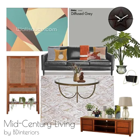 Mid-Century Living Interior Design Mood Board by bdinteriors on Style Sourcebook