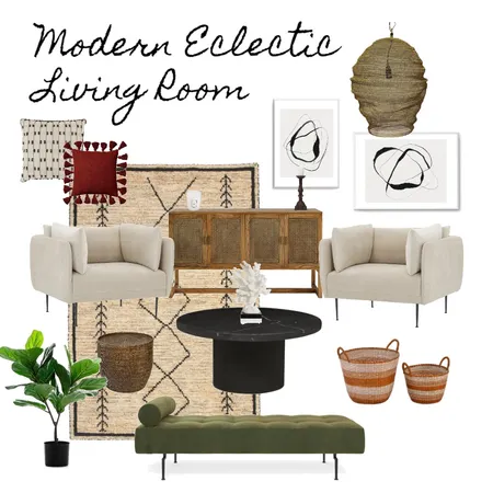 Modern Eclectic Living Room Interior Design Mood Board by meganyklee on Style Sourcebook