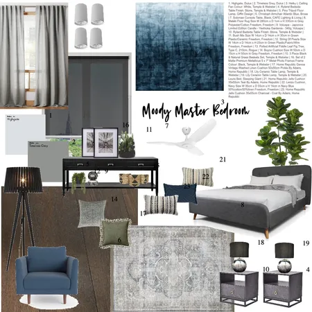 Mod 9 Moody Masterbedroom Interior Design Mood Board by hknights on Style Sourcebook