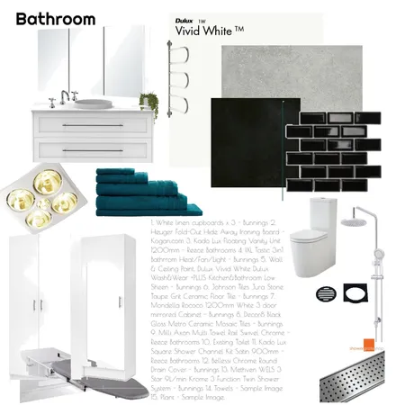 Bathroom Sample Board - D Brown Interior Design Mood Board by CindyBee on Style Sourcebook