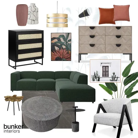Vintage Tropical Living Room Interior Design Mood Board by Bunker Interiors on Style Sourcebook