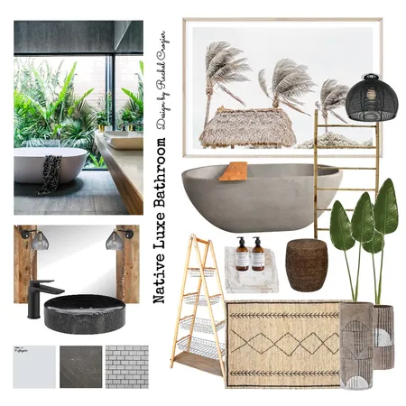 Native luxe Bathroom Interior Design Mood Board by rachelcrozierdesiagn on Style Sourcebook