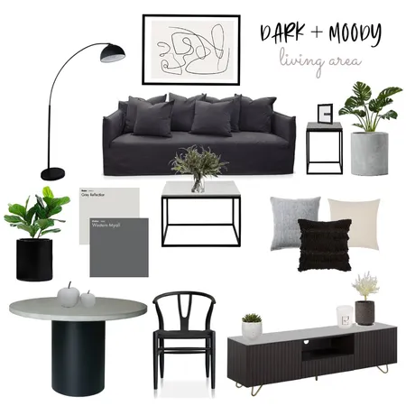 Dark + Moody Living Interior Design Mood Board by BY STEPHANIE INTERIORS on Style Sourcebook
