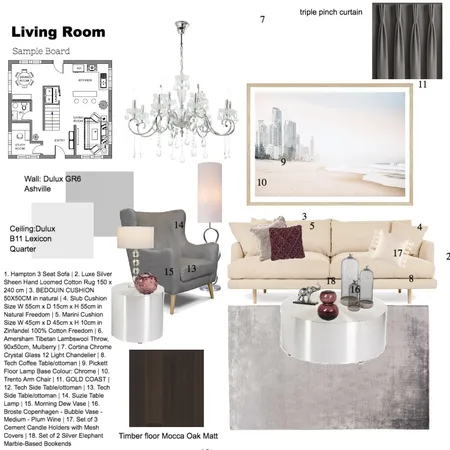 Living Room Sample board Interior Design Mood Board by InteriorsbyD on Style Sourcebook