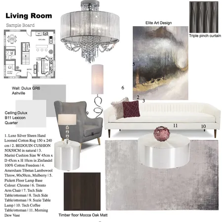 Living Room Sample board Interior Design Mood Board by InteriorsbyD on Style Sourcebook