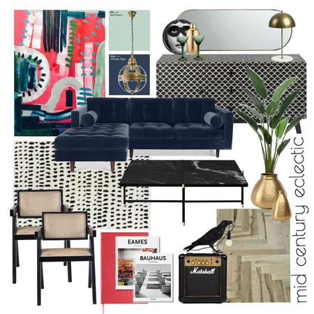 Mid Century Eclectic Living Room Interior Design Mood Board by Inside No.61 on Style Sourcebook