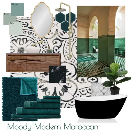 Moody Modern Moroccan Bathroom Interior Design Mood Board by Keri O'Meara on Style Sourcebook