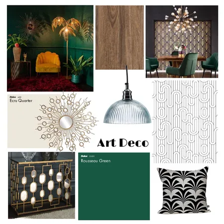Moody Art Deco Interior Design Mood Board by auroradesignco on Style Sourcebook