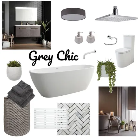 Chic Grey Bathroom Interior Design Mood Board by Kat Lewis on Style Sourcebook
