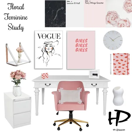 Floral Feminine Study Interior Design Mood Board by homedesignsbyhannah on Style Sourcebook