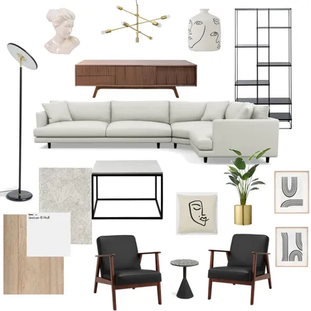 mid century modern living room Interior Design Mood Board by martada on Style Sourcebook
