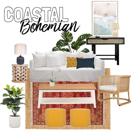 Coastal Bohemian Living Room Interior Design Mood Board by KC Interiors on Style Sourcebook
