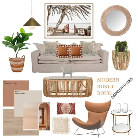 Modern Rustic Boho Living Interior Design Mood Board by STEPH PROPERTY STYLIST 〰 on Style Sourcebook