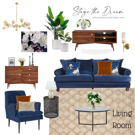 Blue Living Room Interior Design Mood Board by Stage The Dream on Style Sourcebook