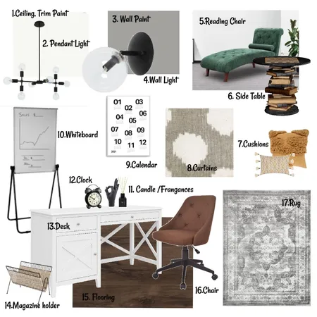Study room sample board Interior Design Mood Board by shaniavanisi on Style Sourcebook