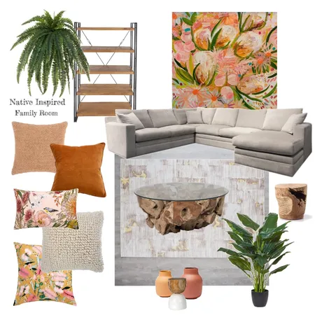 Native Inspired Family Room Interior Design Mood Board by auroradesignco on Style Sourcebook