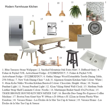 Modern Farmhouse Kitchen Interior Design Mood Board by Trish on Style Sourcebook