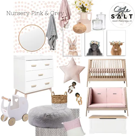 Pretty Pink & Grey Nursery Interior Design Mood Board by Style SALT on Style Sourcebook