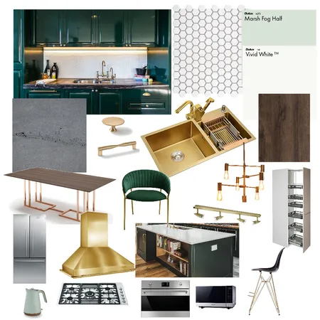 Dark green kitchen Interior Design Mood Board by katederz on Style Sourcebook