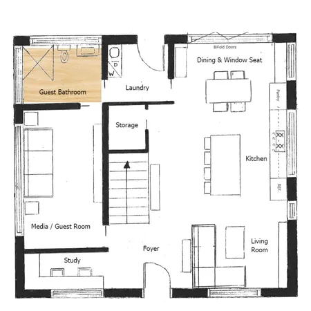 Floor Plan - Guest Bathroom Interior Design Mood Board by Centred Interiors on Style Sourcebook