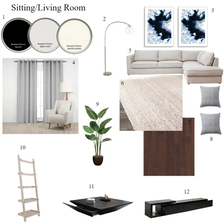 Achromatic living room Interior Design Mood Board by celinavelasco on Style Sourcebook