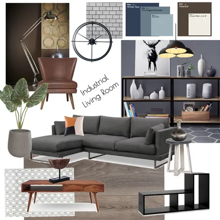 Industrial Living Room Interior Design Mood Board by Sonakshi1999 on Style Sourcebook