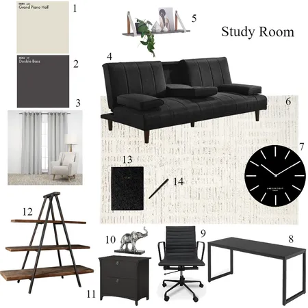 Achromatic study room Interior Design Mood Board by celinavelasco on Style Sourcebook