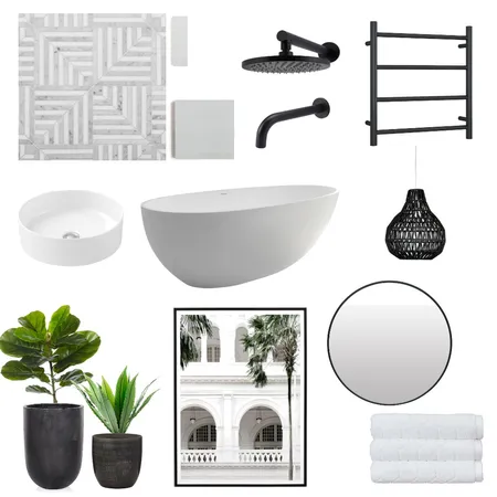 Bathroom_Blk&White Interior Design Mood Board by Danika on Style Sourcebook