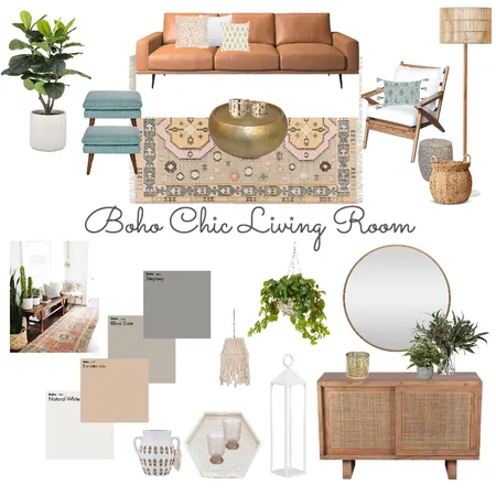 Boho Chic Living Room Interior Design Mood Board by Stacey Newman Designs on Style Sourcebook
