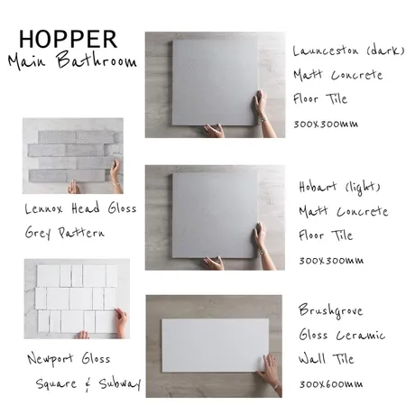 Hopper Main Bathroom TILES Interior Design Mood Board by CharissaLyons on Style Sourcebook