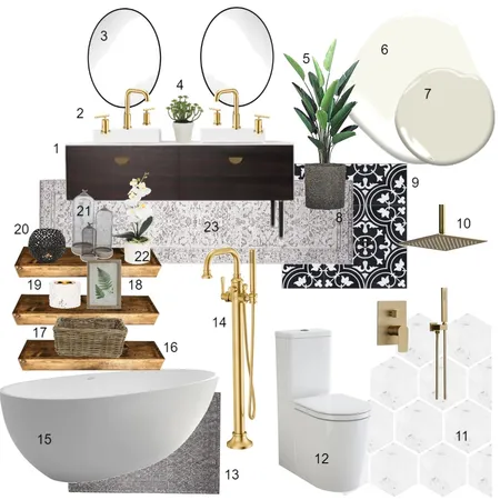 Monochromatic Bathroom Interior Design Mood Board by CarlenaLandon on Style Sourcebook