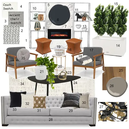 Monochromatic Living Room Interior Design Mood Board by CarlenaLandon on Style Sourcebook