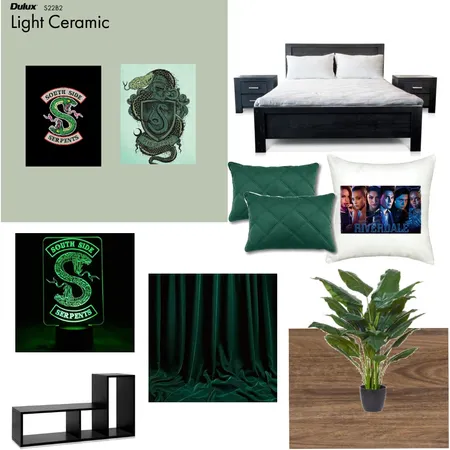 Riverdale & Slytherin Bedroom Interior Design Mood Board by kvm.interiors on Style Sourcebook