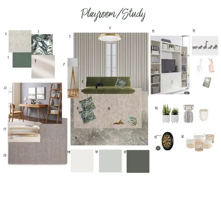 Playroom/Study Sample Board Interior Design Mood Board by DaniDesigns on Style Sourcebook