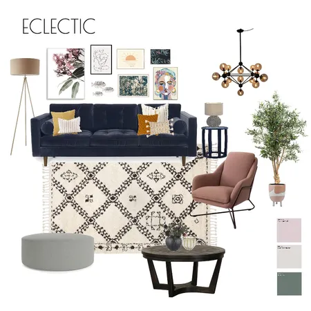 Eclectic Living Room Interior Design Mood Board by nehaparmar on Style Sourcebook
