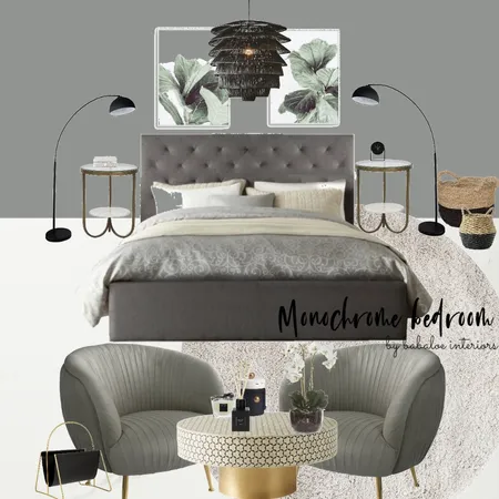 monocrome bedroom Interior Design Mood Board by Babaloe Interiors on Style Sourcebook