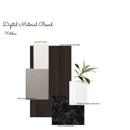 Material Board for White and Black Kitchen Interior Design Mood Board by InteriorsbyD on Style Sourcebook