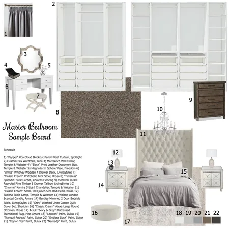 Master Bedroom Sample Board Interior Design Mood Board by georgiacampbell on Style Sourcebook