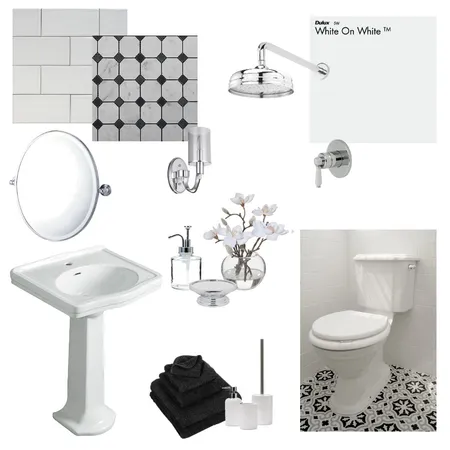 Traditional Black & White Bathroom Interior Design Mood Board by KMR on Style Sourcebook