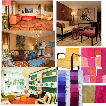 Retro Style Interior and Fabric Swatches Interior Design Mood Board by NcumsP on Style Sourcebook