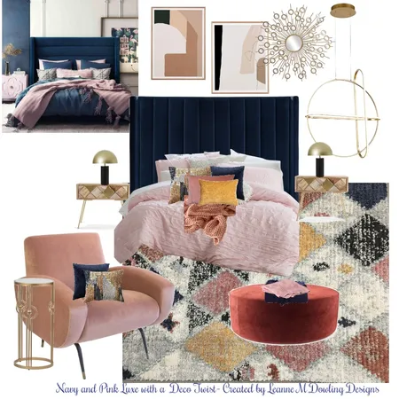Navy and Pink Luxe Deco twist Interior Design Mood Board by leannedowling on Style Sourcebook