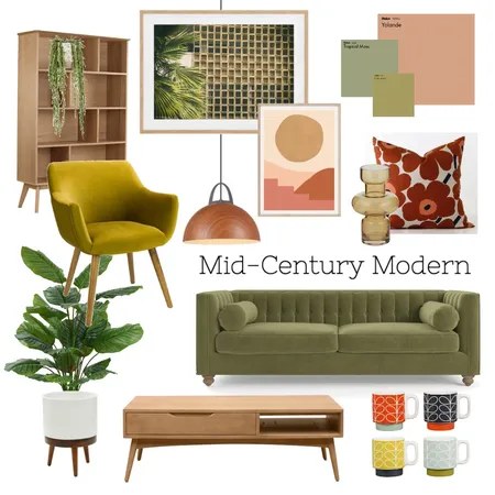 Mid-Century Modern Interior Design Mood Board by Kate Alexander on Style Sourcebook